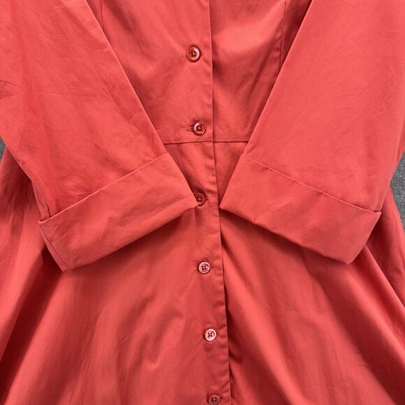 J. Peterman Long Sleeve 1947 Dress Size 12 Coral Red Cotton Flare Fit Retro - Picture 6 of 13
